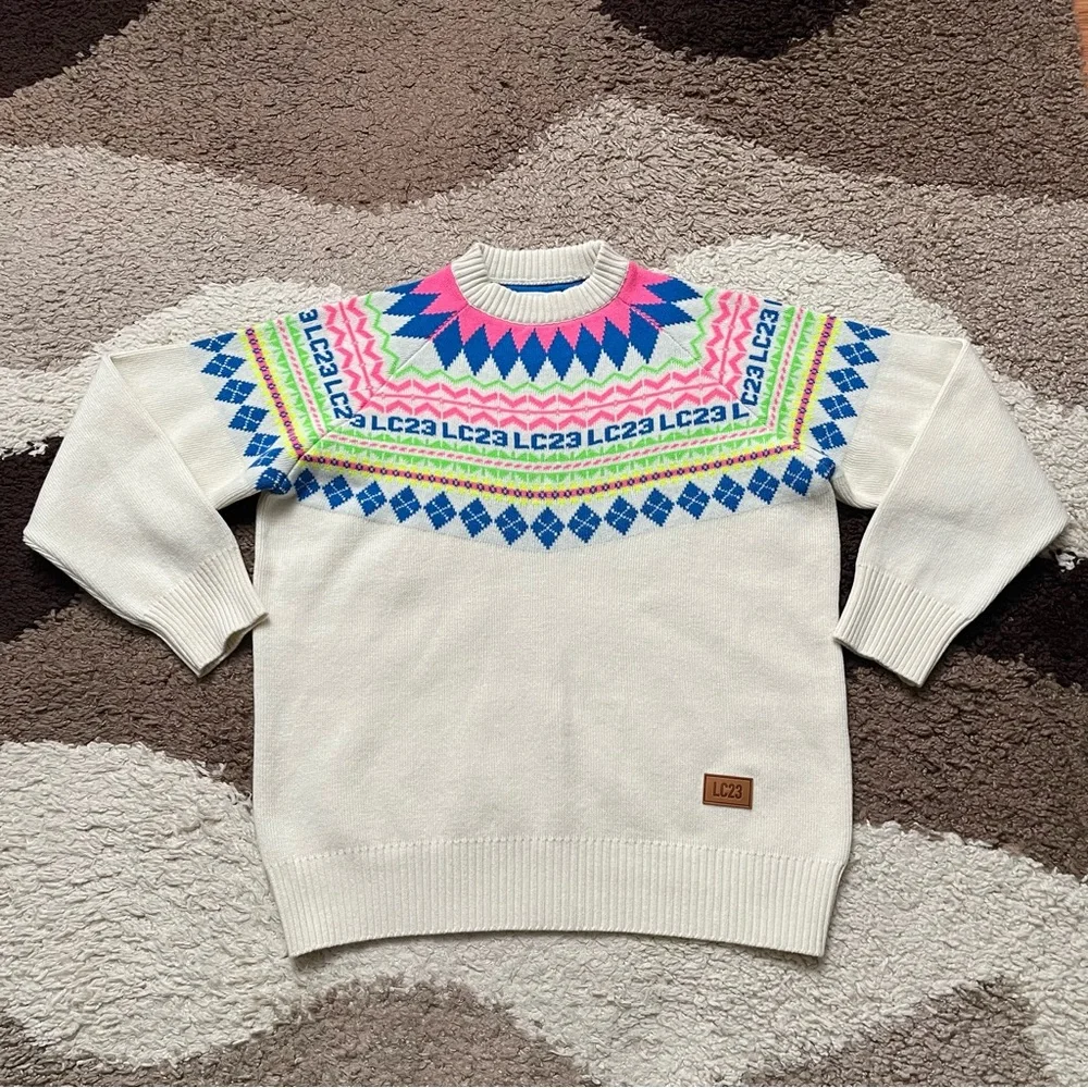 LC23 Norwegian Wool Sweater Sz L In Nudes & Neutrals - Picture 4 of 9